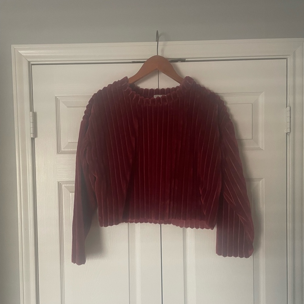 Warm and Cozy Ribbed Velour Sweater